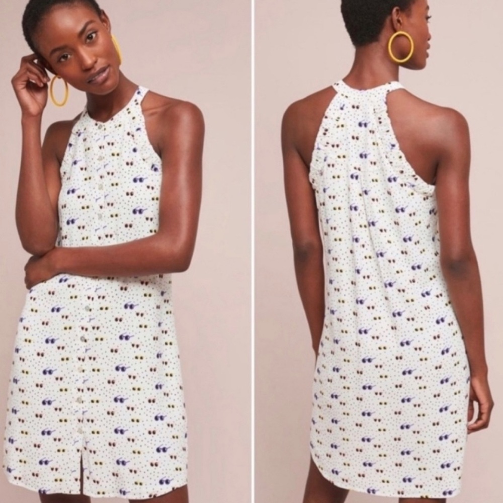 Larke by Anthropologie Lucretia Sunglasses Sleeveless Button Front Shift Dress